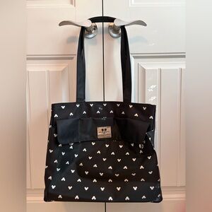 Disney Mickey Mouse All Over Print Black Zip‎ Tote Medium EUC